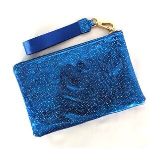 Blue Sparkle Glitter Wristlet Clutch Bag